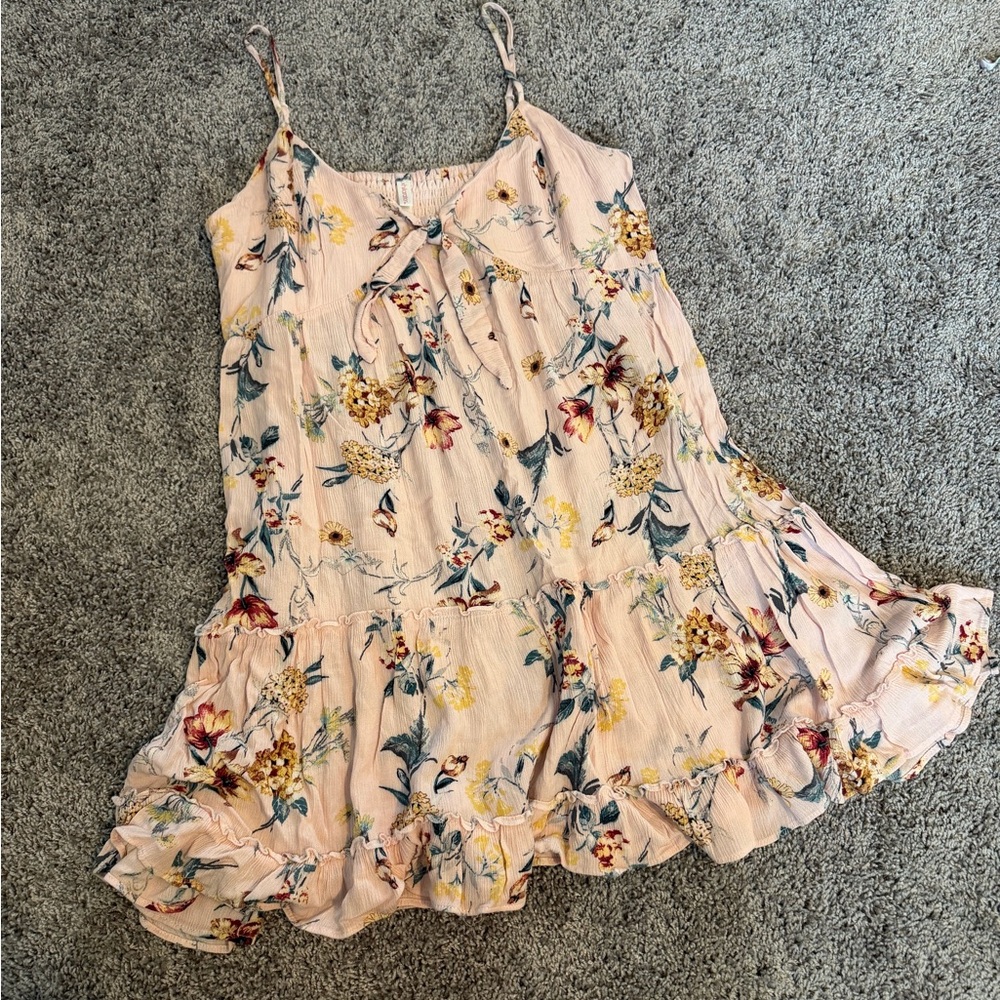 Xhilaration Blush Pink Floral Ruffle Tiered Sundress